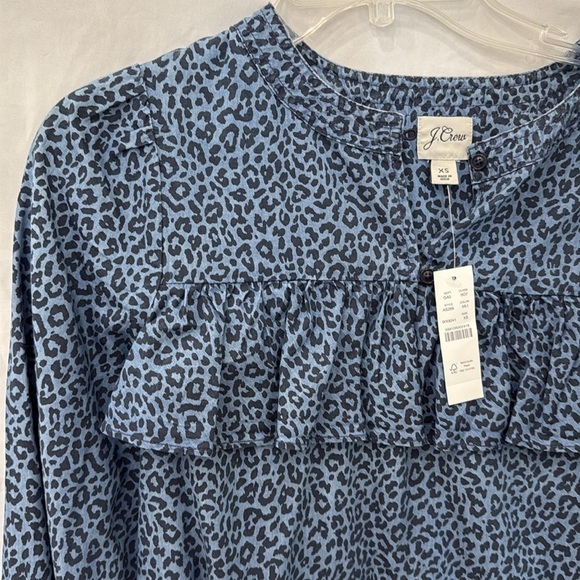 J. Crew Blue Ruffled Long Sleeve Blouse - Picture 4 of 5